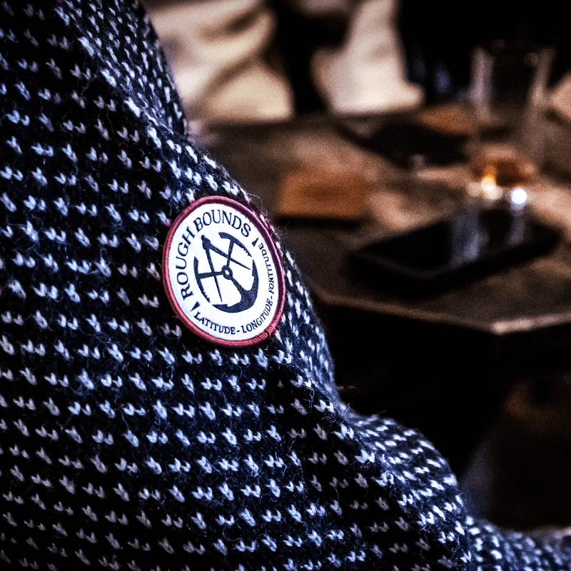 Close up view of badge detail on the Gunnerside Jumper