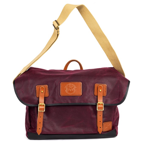 Gubbins messenger bag in burgundy color